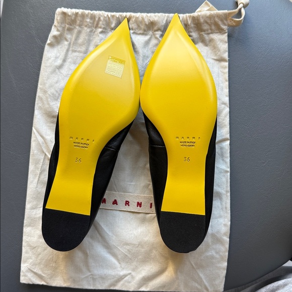 NWOT Marni Black Leather Pointed Flats - size 36 (US 6) - $995 MSRP - Picture 8 of 11
